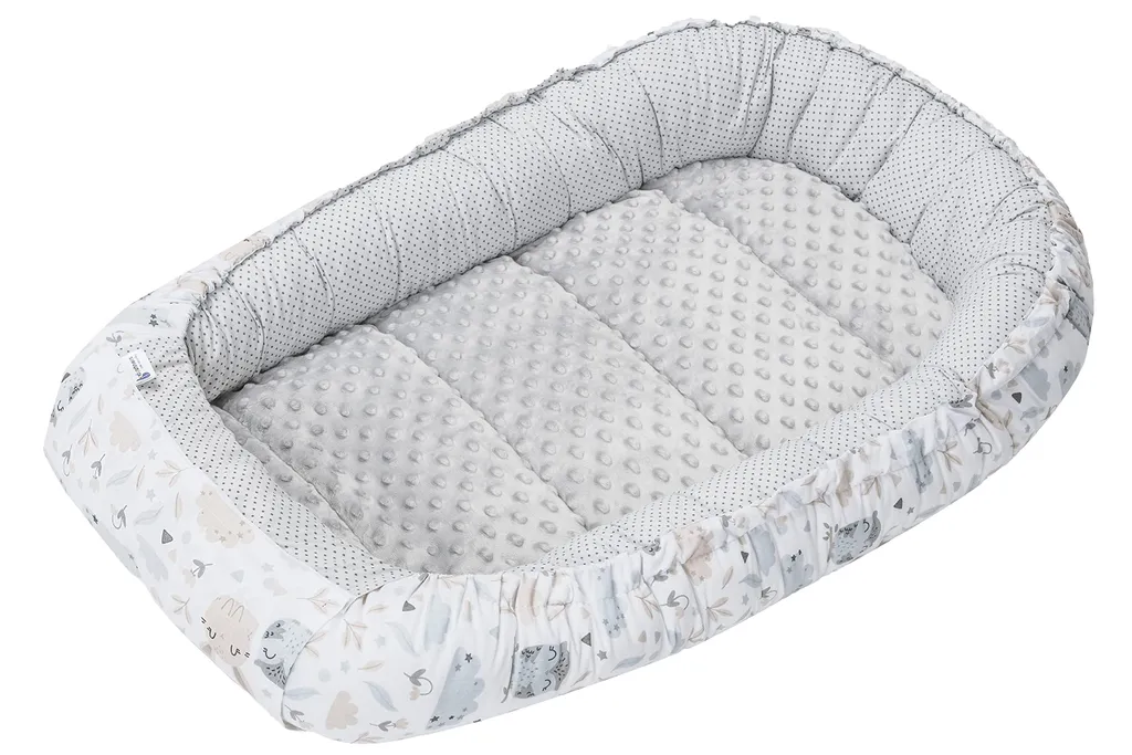 Cocon anti-roulement bébé minky gris, sécurise le sommeil 100x60cm