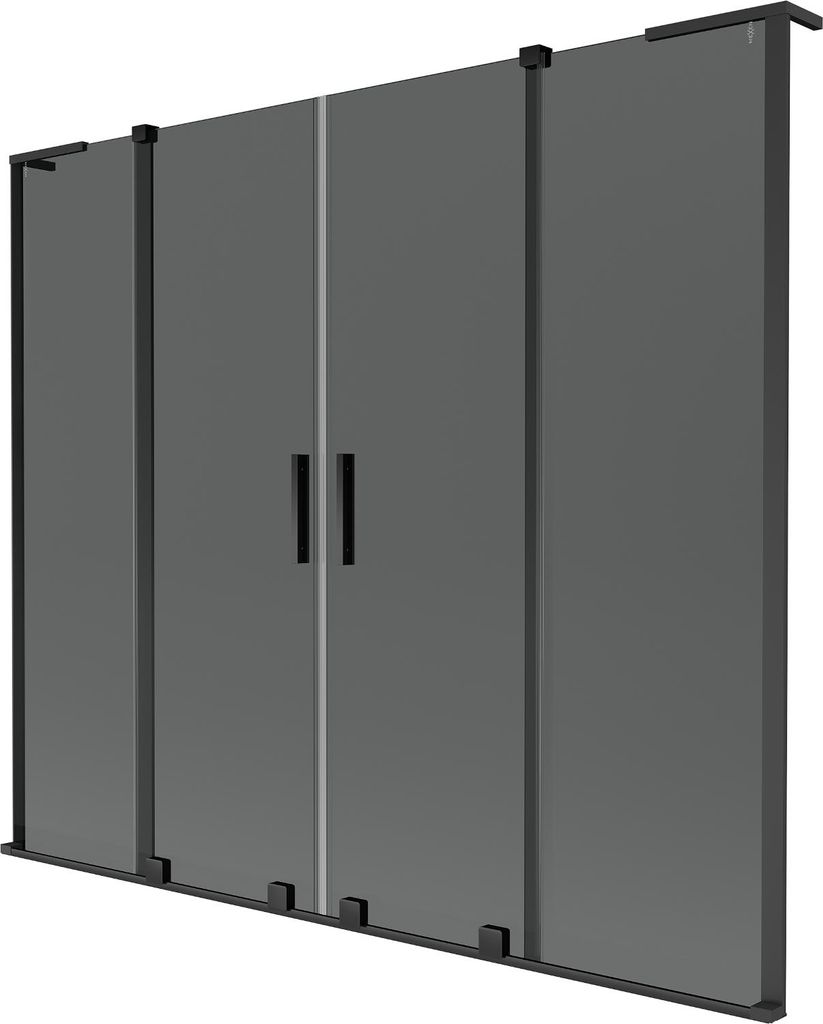 Mexen Velar L Duo Badewannenabtrennung 2-flügelig, verschiebbar, 170 x 150 cm, Graphit, Schwarz - 896-170-003-42-70