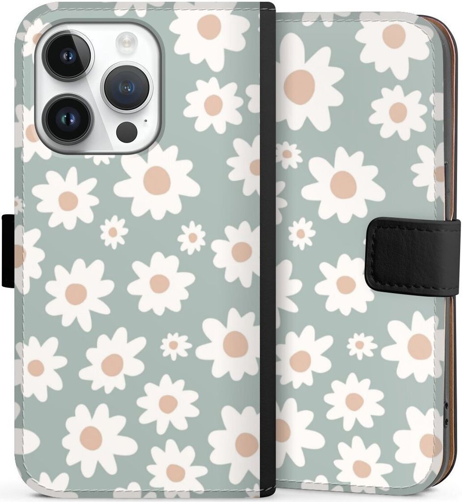 DeinDesign Klapphülle für Apple iPhone 14 Pro Handytasche Lederhülle Tasche Blumen Gänseblume Muster