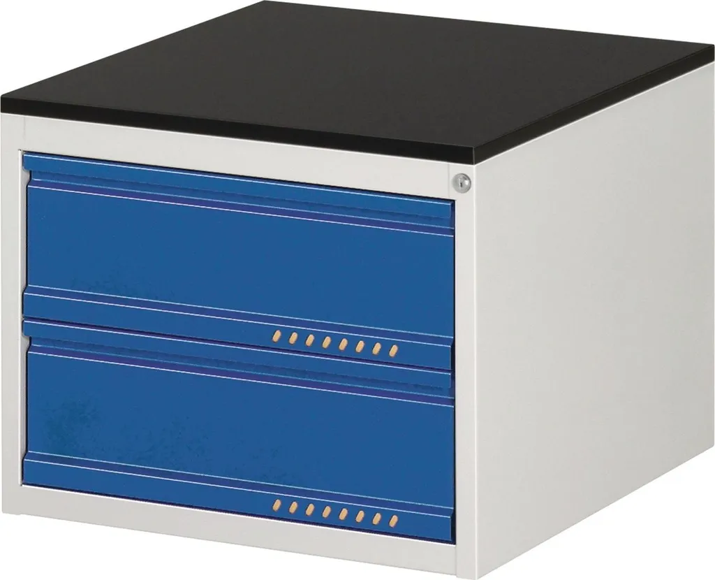 Armoire à tiroirs BK 650 - H460xL580mm, Gris/Bleu 2 tiroirs