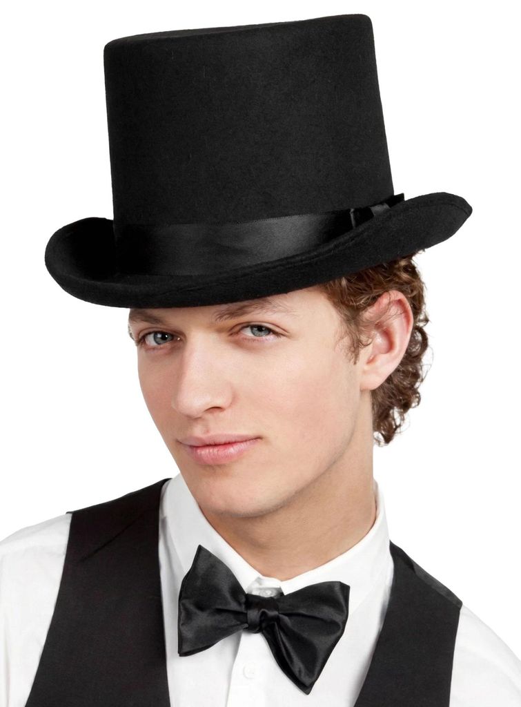 Cappello a cilindro nero con nastro in gros grain Immagine del prodotto 