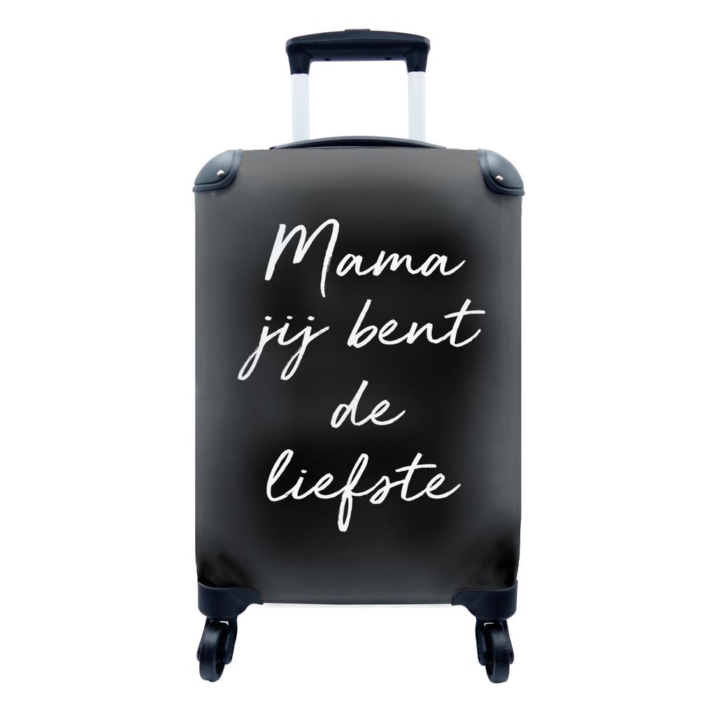 MuchoWow Koffer Handgepäck Trolley Rollkoffer Kleine Reisekoffer mit 4 Rollen - Muttertag - Mama - Weiß - Cabin Size < 55x40x23 cm & 55x40x20 c...