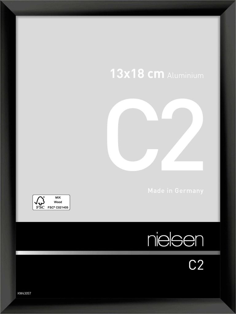 nielsen Aluminium Bilderrahmen C2, 13x18 cm, Eloxal Schwarz Glanz