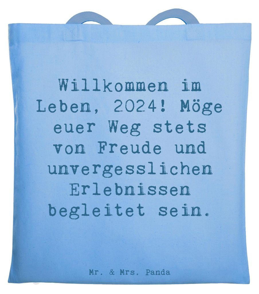 Mr. & Mrs. Panda Jutebeutel Spruch 2024 Geburtstag - Sky Blue - Geschenk, Tote Bag, frohe Botschaft, Laptoptasche, Geboren am, Begrüßung, Optimis...