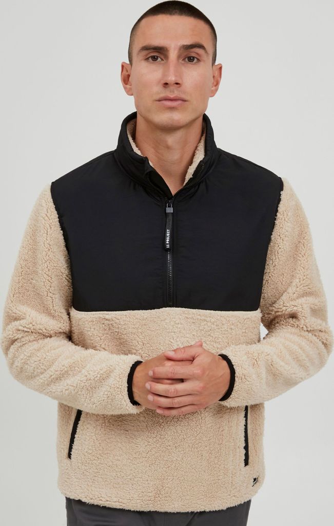 11 Project PRPiet Troyer Sweatshirt Herren Pullover Sweater mit Teddy Fell mit Stehkragen Regular Fit