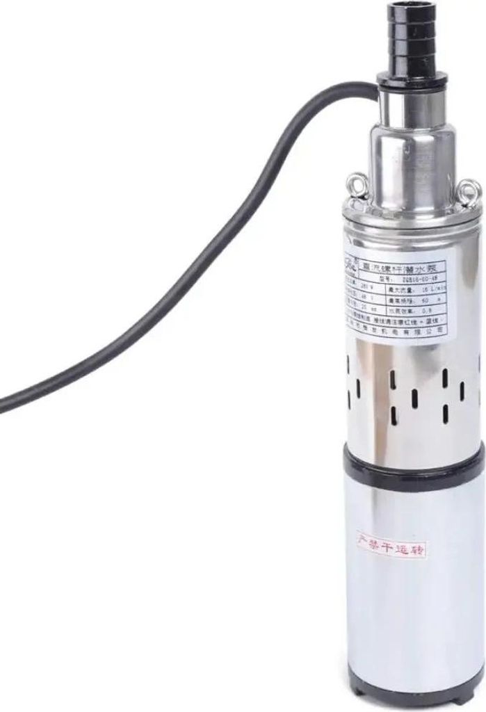 Solar Brunnenpumpe - Tiefbrunnenpumpe - 48 V - 280 W - Förderhöhe 60 m - Fördermenge 16 L/min - EU-Stecker - Silber