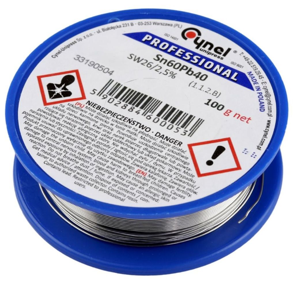 Flussatore con piombo, 0.5mm, 0.1kg, Sn60Pb40, CYNEL, Immagine del prodotto 