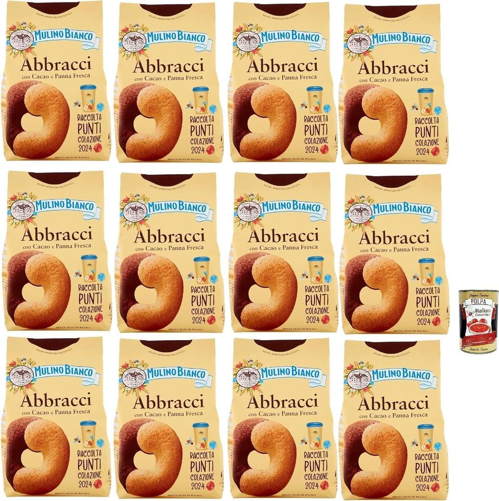 Italian Gourmet 12x 350 g Italienische Abbracci Kekse Kakao & Sahne – Mürbegebäck für Frühstück & Snack, Familienpackung, Kaffee-Begleiter, ...