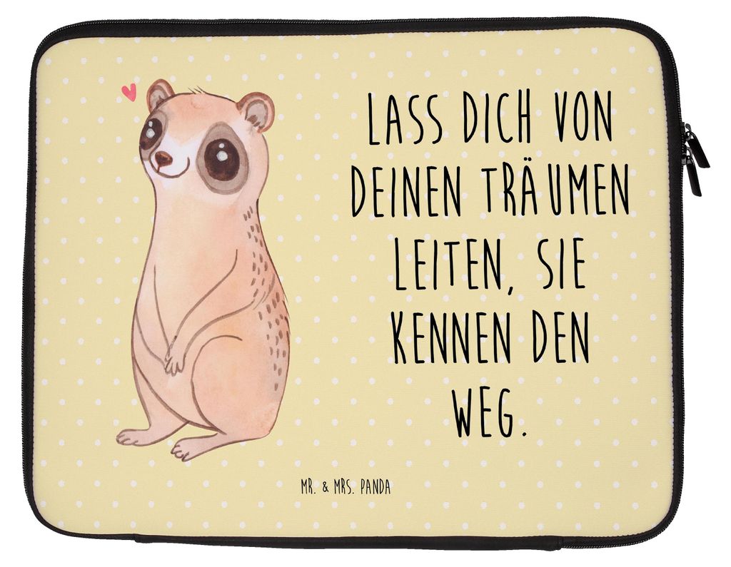 Mr. & Mrs. Panda Hülle Laptop Plumplori Glücklich 20 x 28 cm - Gelb Pastell - Geschenk, Glück, Computertasche, Notebook Tasche, Laptoptasche, Lu...