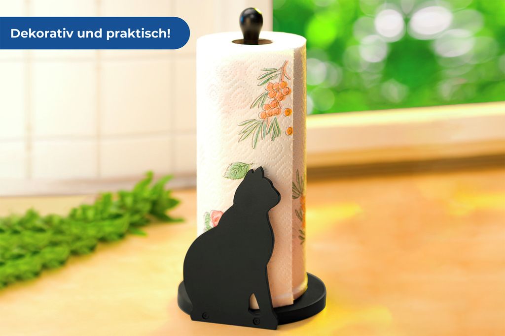 Küchenrollenhalter Katze schwarz, Höhe 30 cm Produktbild 4