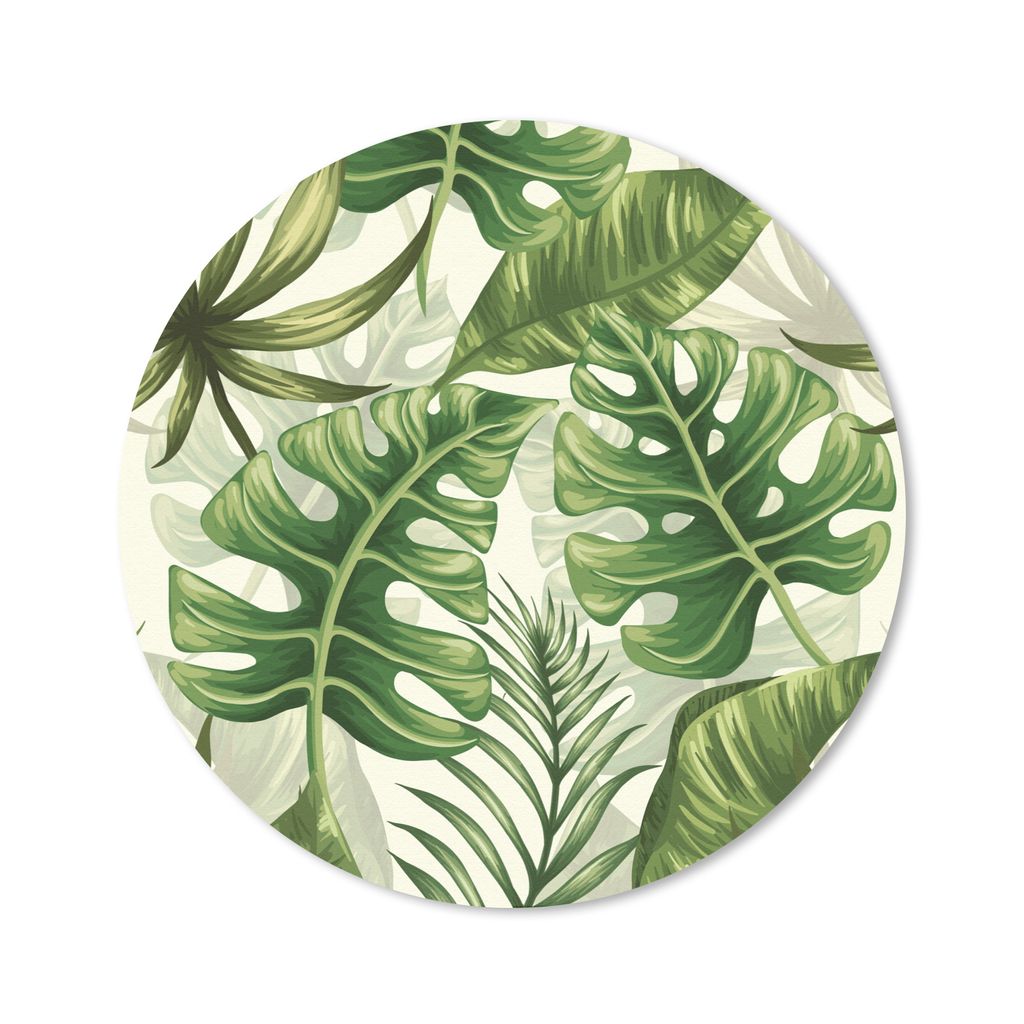 MuchoWow Mauspad Mousepad Monstera - Illustration - Weiß - Mädchen - Kinder - Jungen 40x40 cm - Mousepads - Maus Mat - Pad - Mausunterlage - Sc...