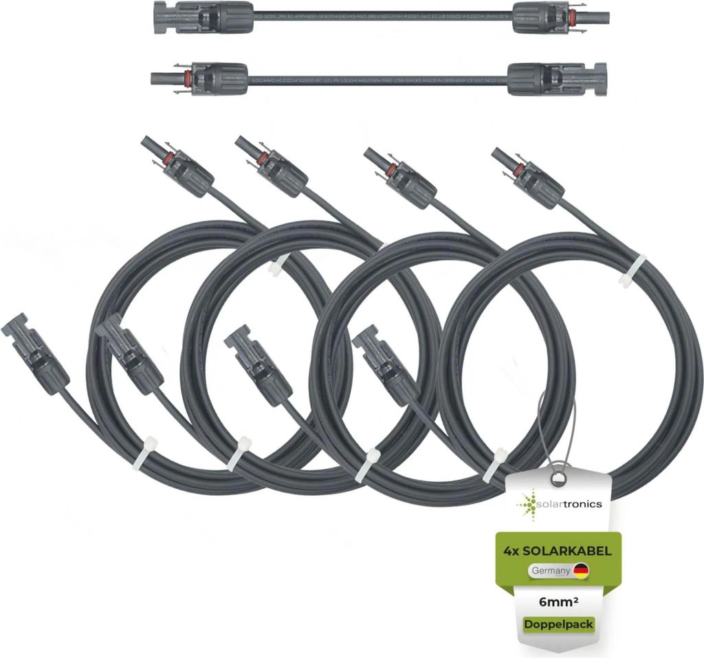 Solarkabel Doppelpack 4x PV-Kabel 6mm² H1Z2Z2-K Schwarz & Produktbild 