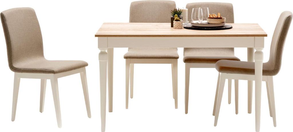 Esszimmer Set 5tlg Luxus Esstisch + 4x Stühle Design Holzmöbel Gruppe Garnitur