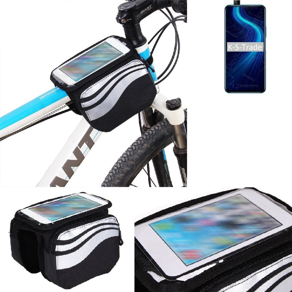 K-S-Trade Rahmentasche Fahrrad-Halterung kompatibel mit Huawei Honor X10 Pro Rahmenhalterung Fahrrad Handyhalterung Fahrradtasche Handy Smartphone