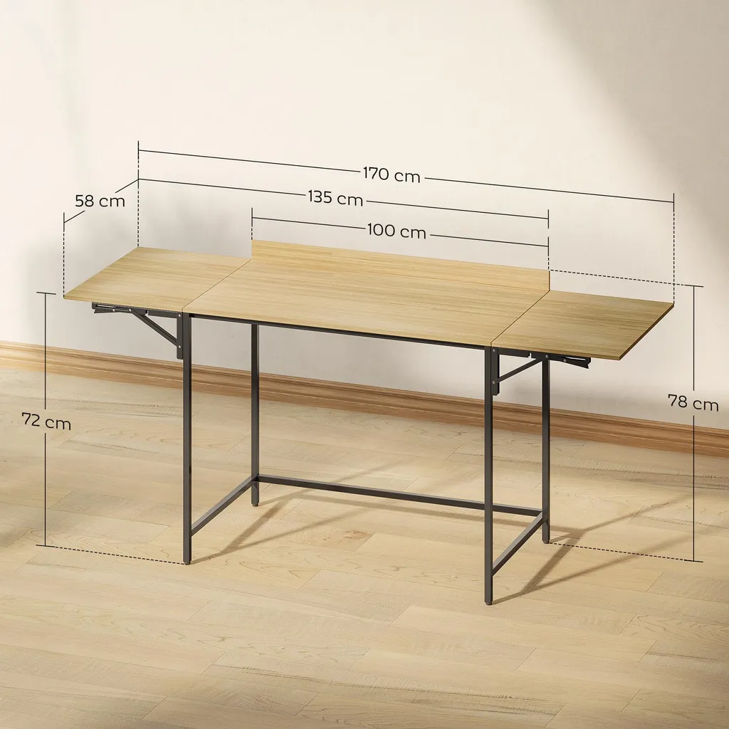 Bureau de télétravail pliable chêne, petite table ordinateur d'appoint - 3