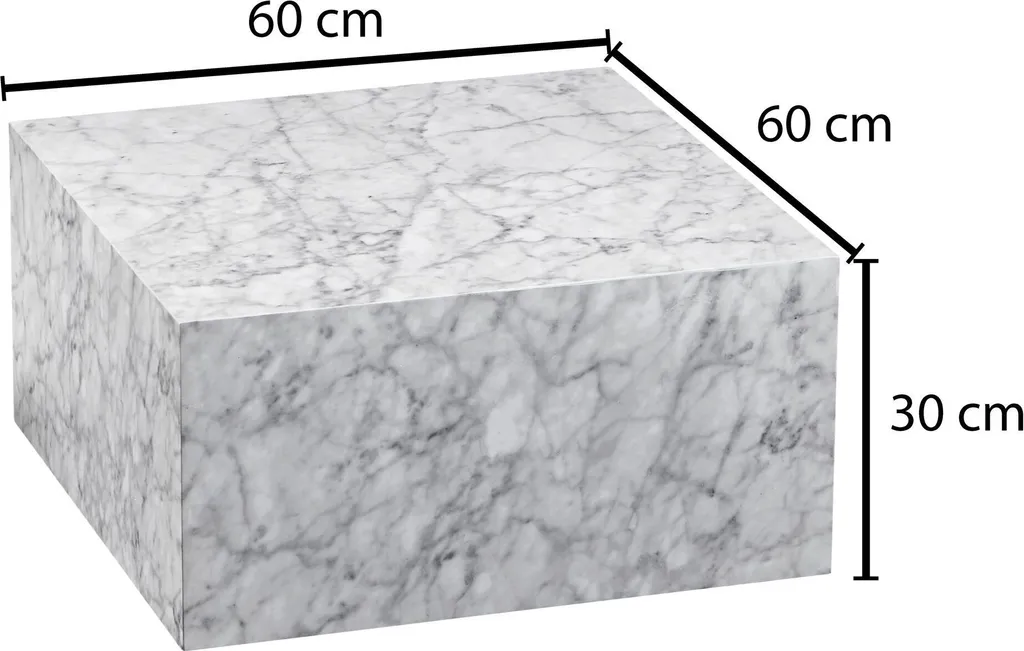 Petite Table Basse Cube Effet Marbre Blanc : Robuste et Facile à Nettoyer