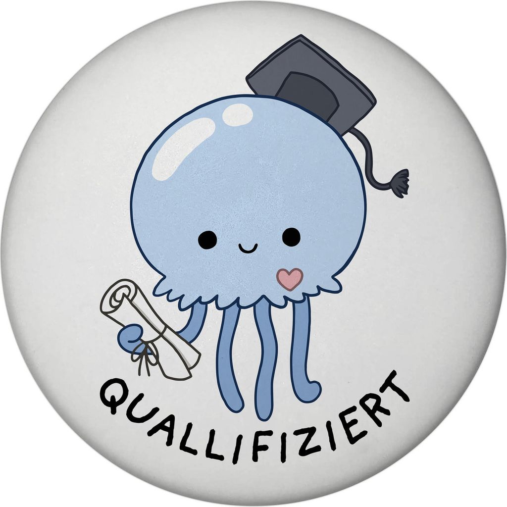 Jelly & Friends Qualle Magnet mit Flaschenöffner rund mit Spruch Quallifiziert