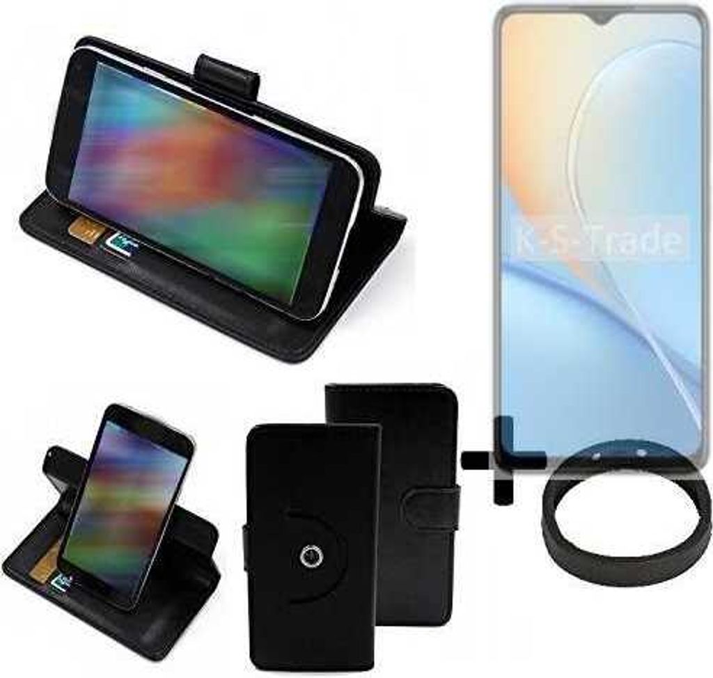 K-S-Trade Case Schutz Hülle kompatibel mit ZTE Voyage 41S + Bumper Handy Hülle Flipcase Smartphone Cover Handy Schutz Tasche Walletcase schwarz