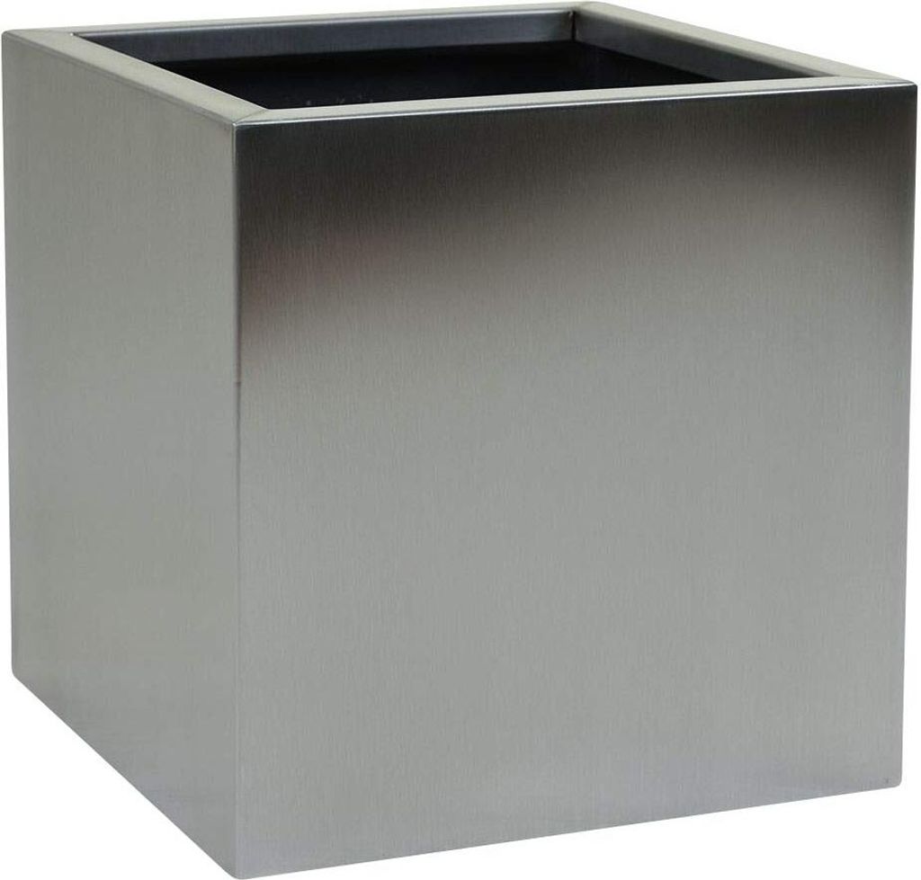 VIVANNO Pflanzkübel Edelstahl BLOCK Würfel, Edelstahl gebürstet gebürstet - 40x40x40 cm