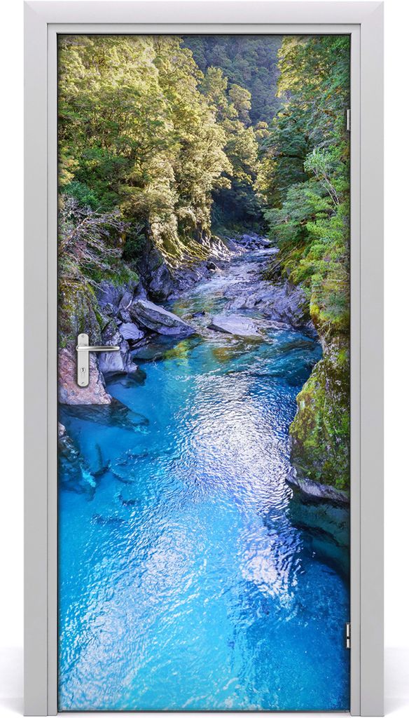 Tulup Türaufkleber 95x205 cm Dekorative Aufkleber Selbstklebend Wasserdichte Tapete Abnehmbar Schlafzimmer Wohnzimmer Wohnkultur - Fluss im Wald