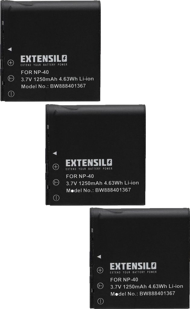 EXTENSILO 3x Akku Ersatz für Casio NP-40, NP-40DCA, Produktbild 