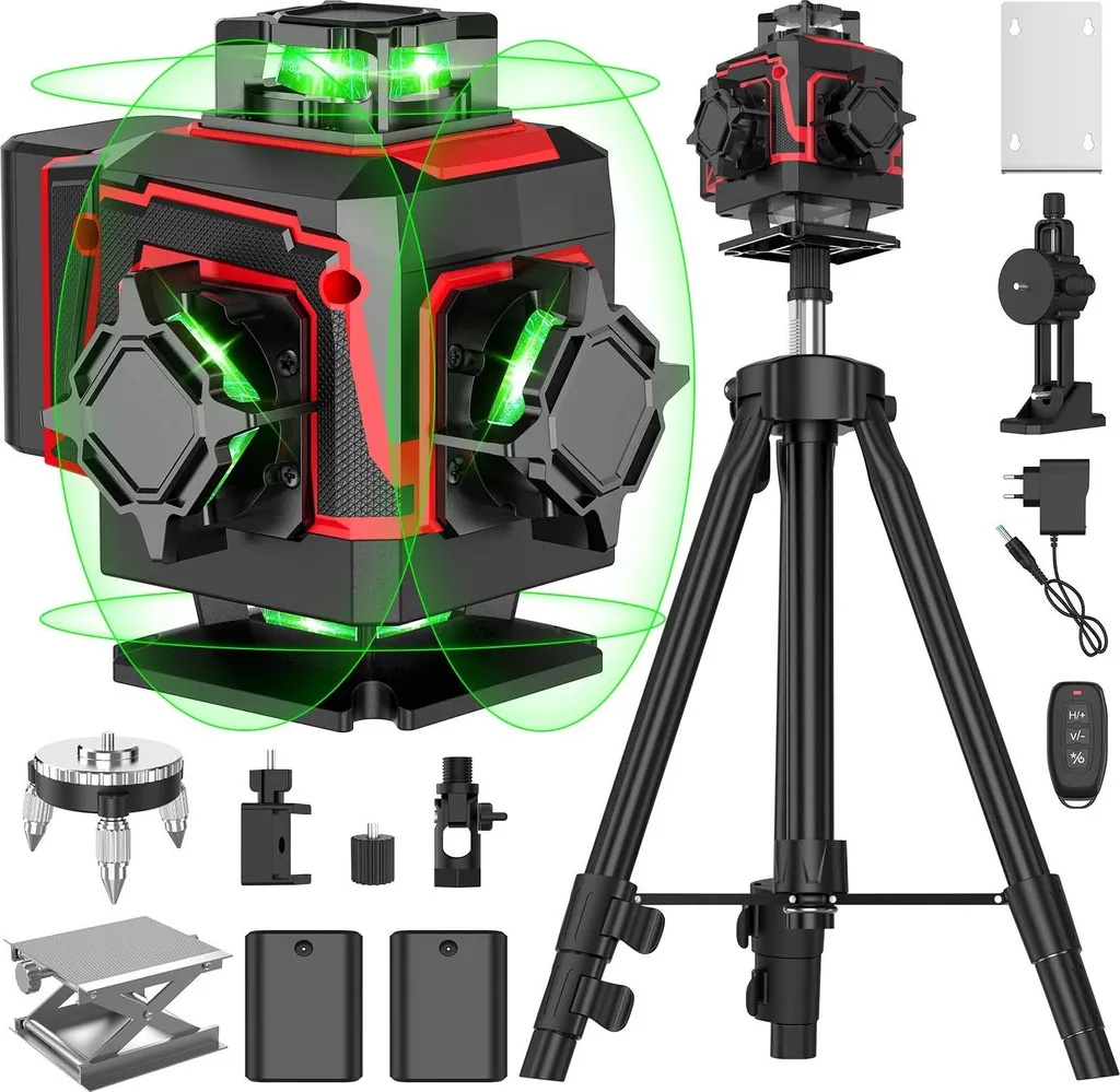 Niveau laser 4D 16 lignes autonivelant 360° vert avec pack accessoires