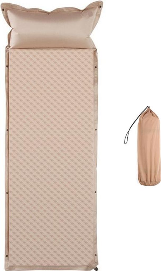 Aufblasbare Luftmatratze 192×66cm - tragbare Isomatte für Camping & Reisen, bequem und langlebig, ideal für Outdoor & lange Fahrten, Beige