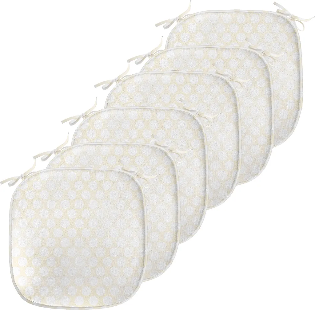 ABAKUHAUS Housses de Chaise Ivoire à Grands Pois, Lot de 6, 40x40 cm