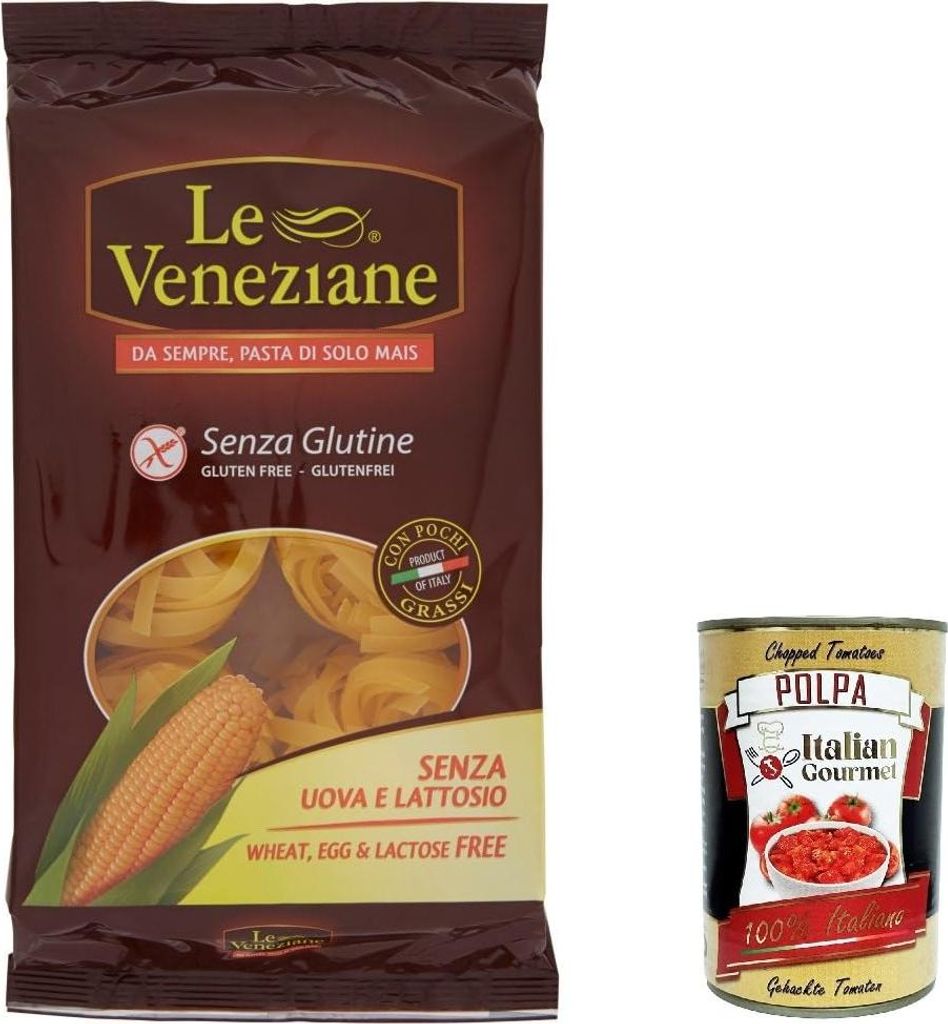 Le Veneziane Glutenfreie Maispasta Tagliatelle 8 x 250g, ohne Weizen, Ei & Laktose, italienische Spezialität für Zöliakie & Allergiker + Italian...