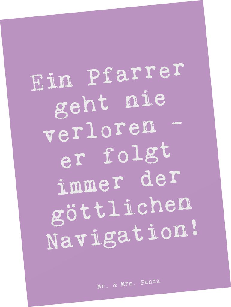 Mr. & Mrs. Panda Fotokarte Spruch Pfarrer Navigation - Lavendeltraum - Geschenk, Grußkarte, bildkarte, Berufung, Ansichtskarte, Berufsprodukte, Be...