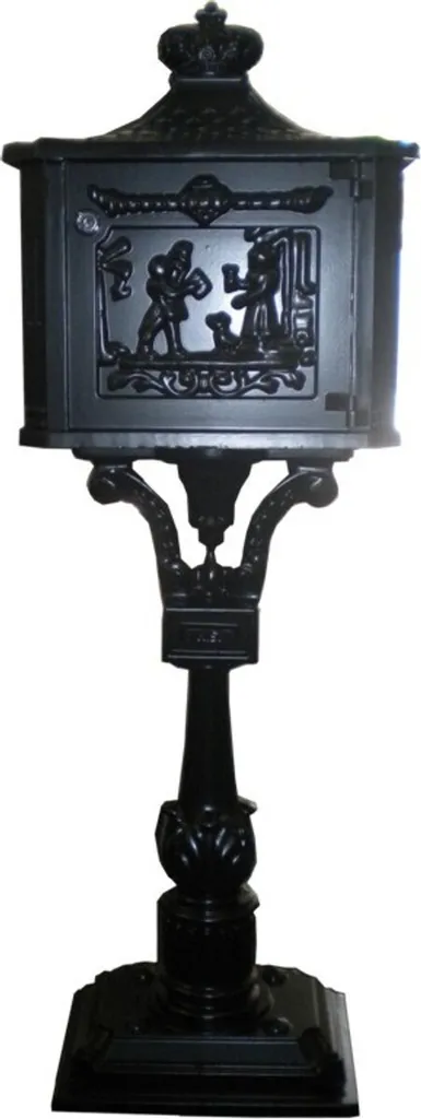 Boîte aux lettres colonne Art Nouveau - Modèle rétro en aluminium noir