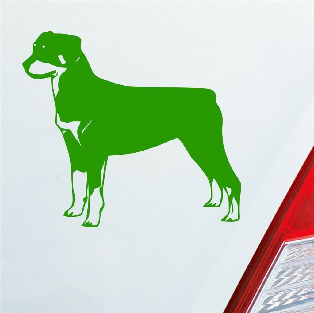 Auto Aufkleber Rottweiler Tier Hund Dog Animal 11x10 cm Hellgrün Sticker Heckscheibenaufkleber