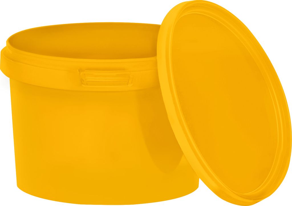 BenBow Eimer mit Deckel 0,5L x1 Gelb - lebensmittelecht, stabil, luftdicht, auslaufsicher, geruchsneutral - Plastikeimer mit Henkel - leer
