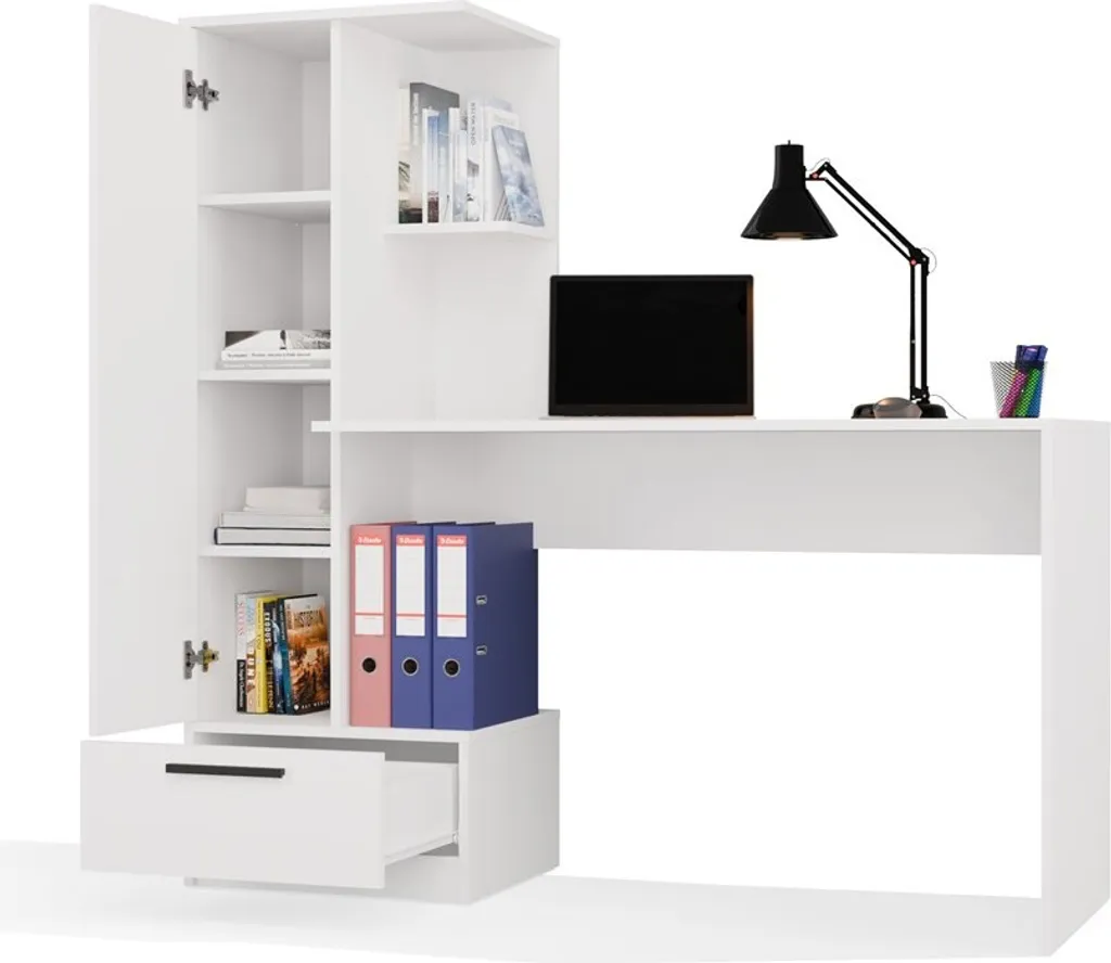 Bureau blanc design moderne et robuste pour ranger votre informatique