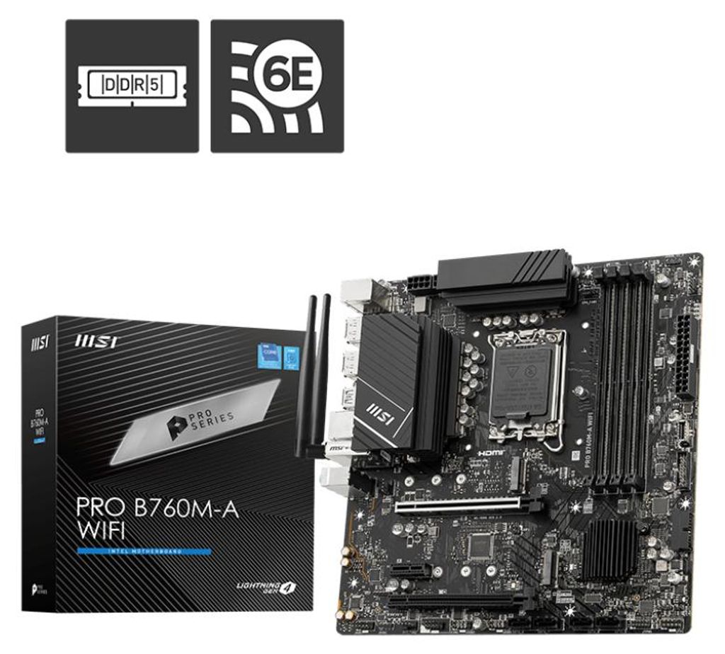 MSI PRO B760M-A WIFI, Intel, LGA 1700, Intel® Celeron®, Obrázek produktu 