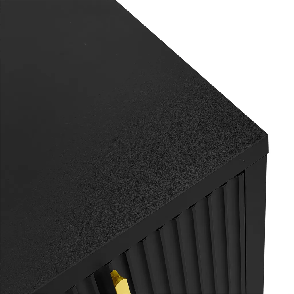 Buffet Noir 4 Portes : Solution de Rangement Gain de Place pour Salon Noir - 7
