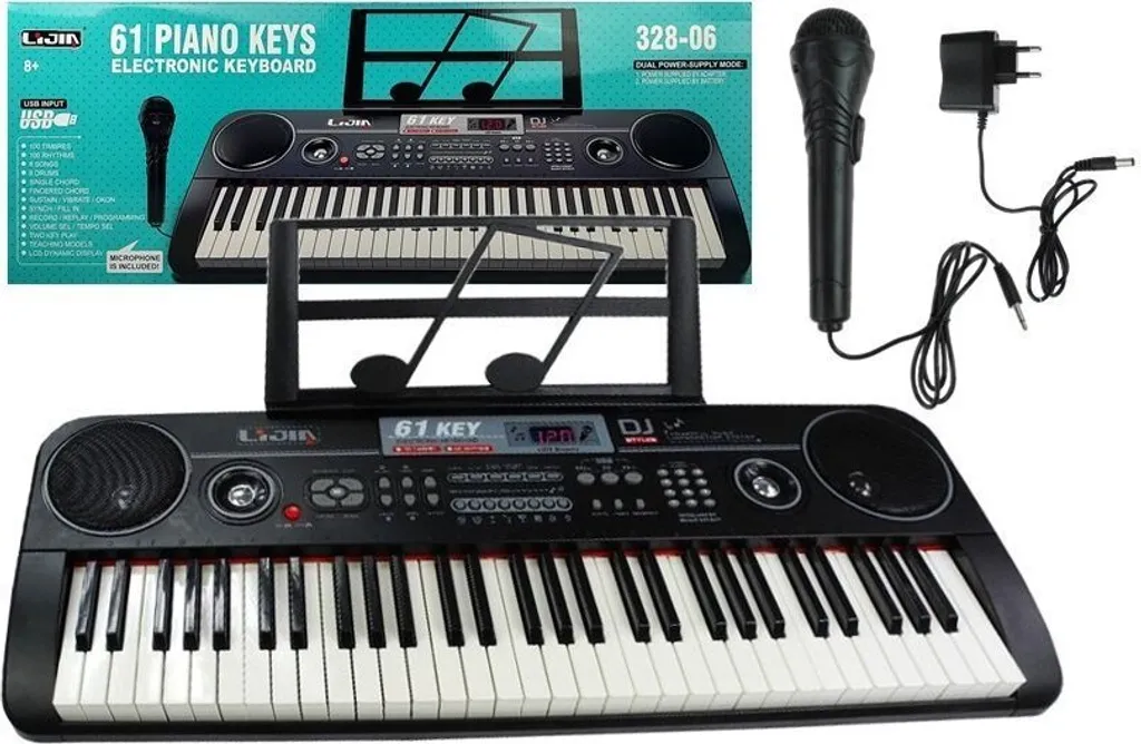 Clavier électronique Orgue 328-06 pour débutant avec micro noir