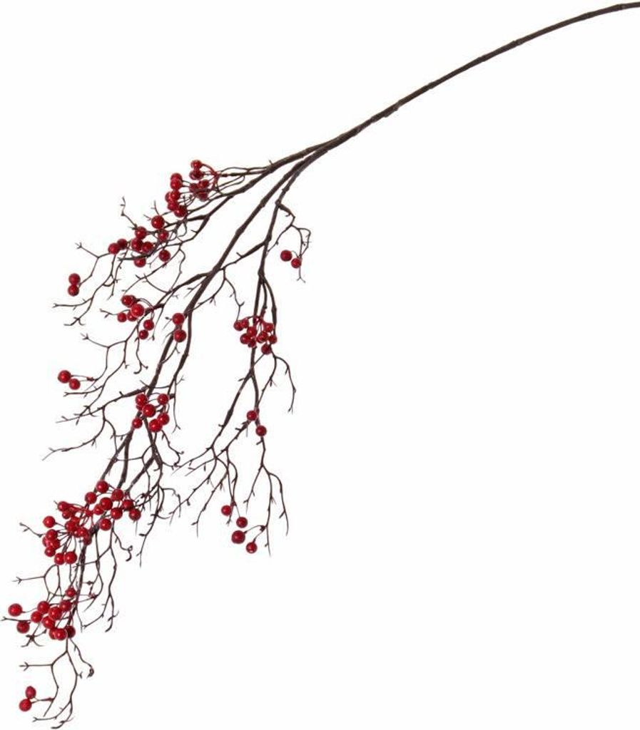 artplants.de Deko Zweig Schneebeeren Zweig GESA mit Beeren, rot, 100cm - Künstlicher Beerenzweig