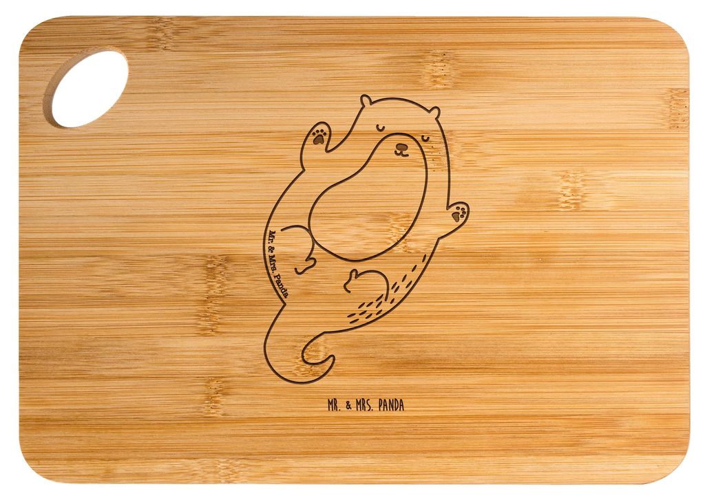 Mr. & Mrs. Panda Holzbrett Otter Umarmen - Transparent - Geschenk, Optimistisch, Schneidebrett, Hackbrett, Seeotter See, gut Gelaunt, glücklich, H...