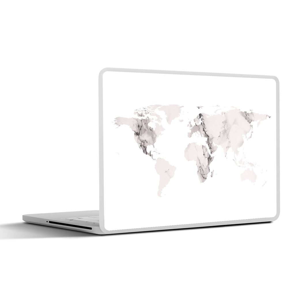 MuchoWow Laptop Aufkleber Sticker Cover Weltkarte - Marmor - Grau 31x22.5 cm - Laptop-Deko