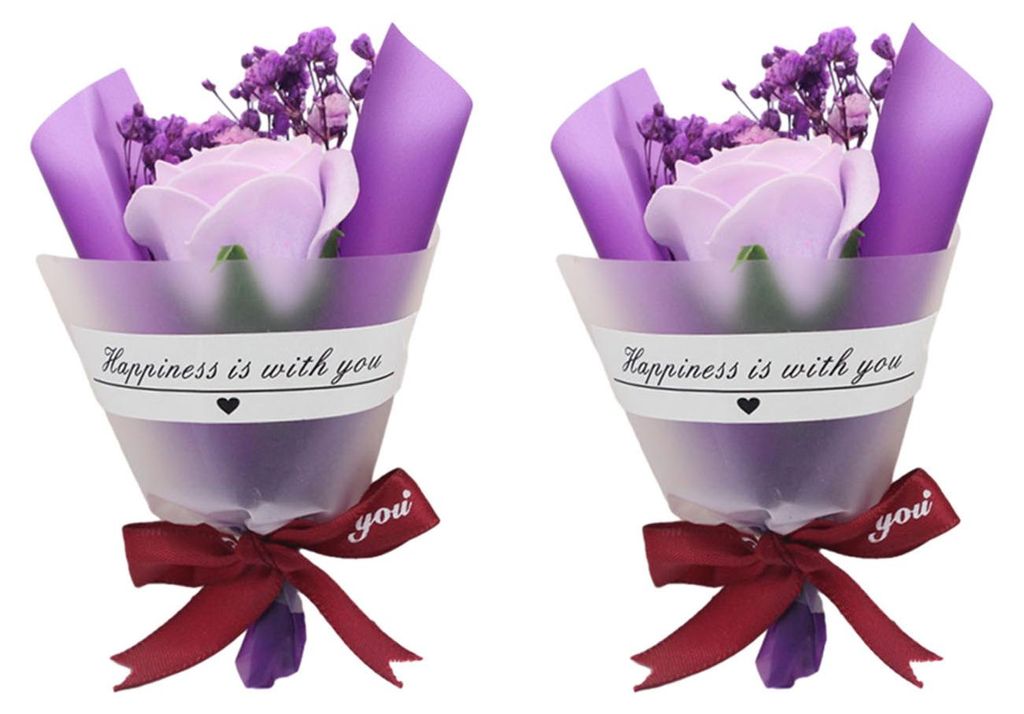 2 Mini-Trockenblumensträuße, künstliche Rosen, natürliches Schleierkraut, Blumenstrauß für Foto-Requisiten, DIY-Bastelarbeiten, Heim-, Hochze...