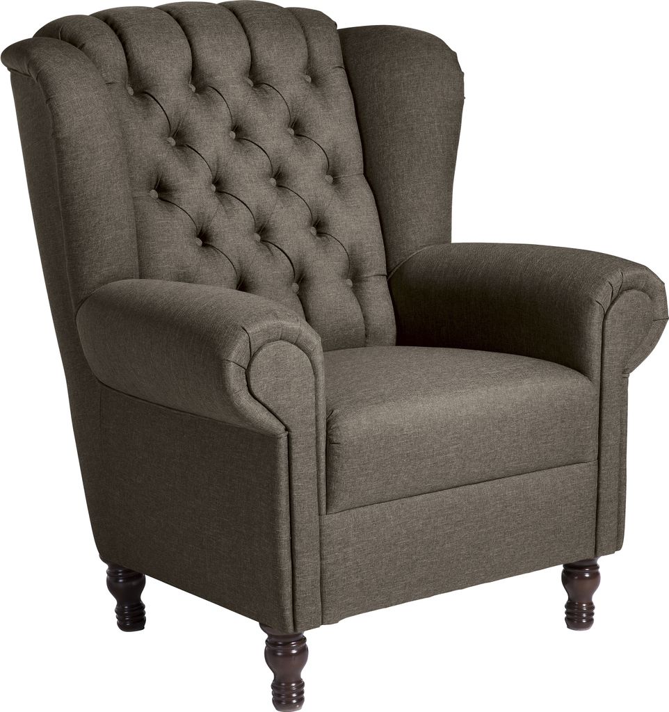 Max Winzer Ohrenbackensessel Vary - Flachgewebe braun - Maße: 91 x 90 x 101 cm