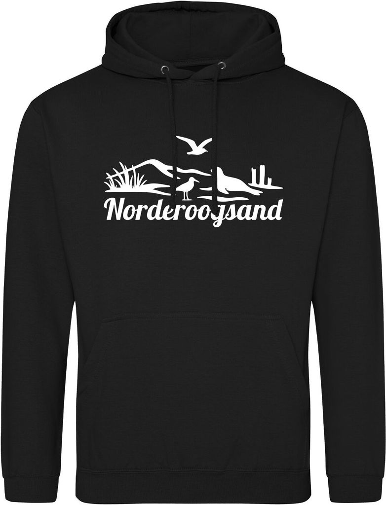 Huuraa Uni Hoodie Norderoogsand Strandmotiv S Deep Black Vegan Sweatshirt Geschenkidee