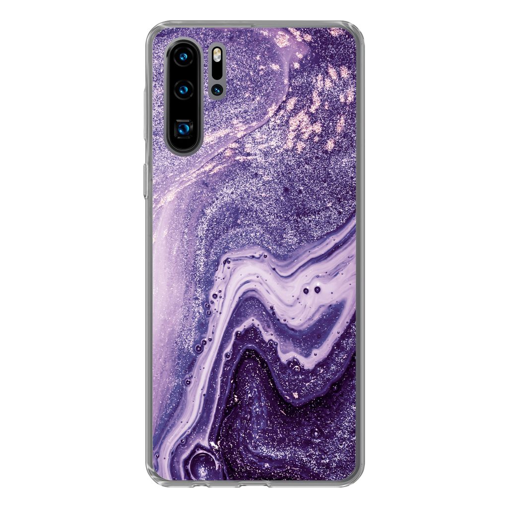 MuchoWow Handyhülle Schutzhülle Hülle für Huawei P30 Pro Naturstein - Glitzer - Luxus Silikon Softcase Handy Hülle - Schutzdeckel