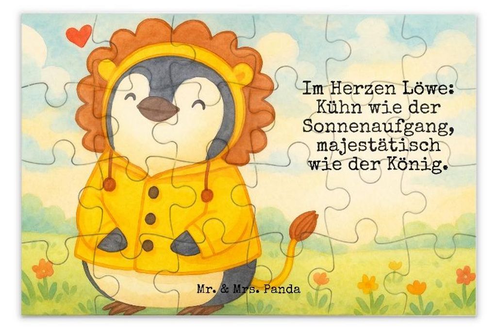 Mr. & Mrs. Panda Puzzle Löwe Astrologie Design 24 Teile - Weiß - Geschenk, Geburtstagsgeschenk, 1500, 1000, Sternzeichen, 500, Puzzlespiel, 2000,...