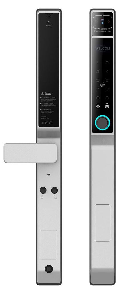 Smart Lock 2,4 GHz WLAN-Türschloss mit schlüssellosem Zugang, wasserdichter Aluminium-Türgriff, biometrisches Türschloss, TY-App, für Türstä...