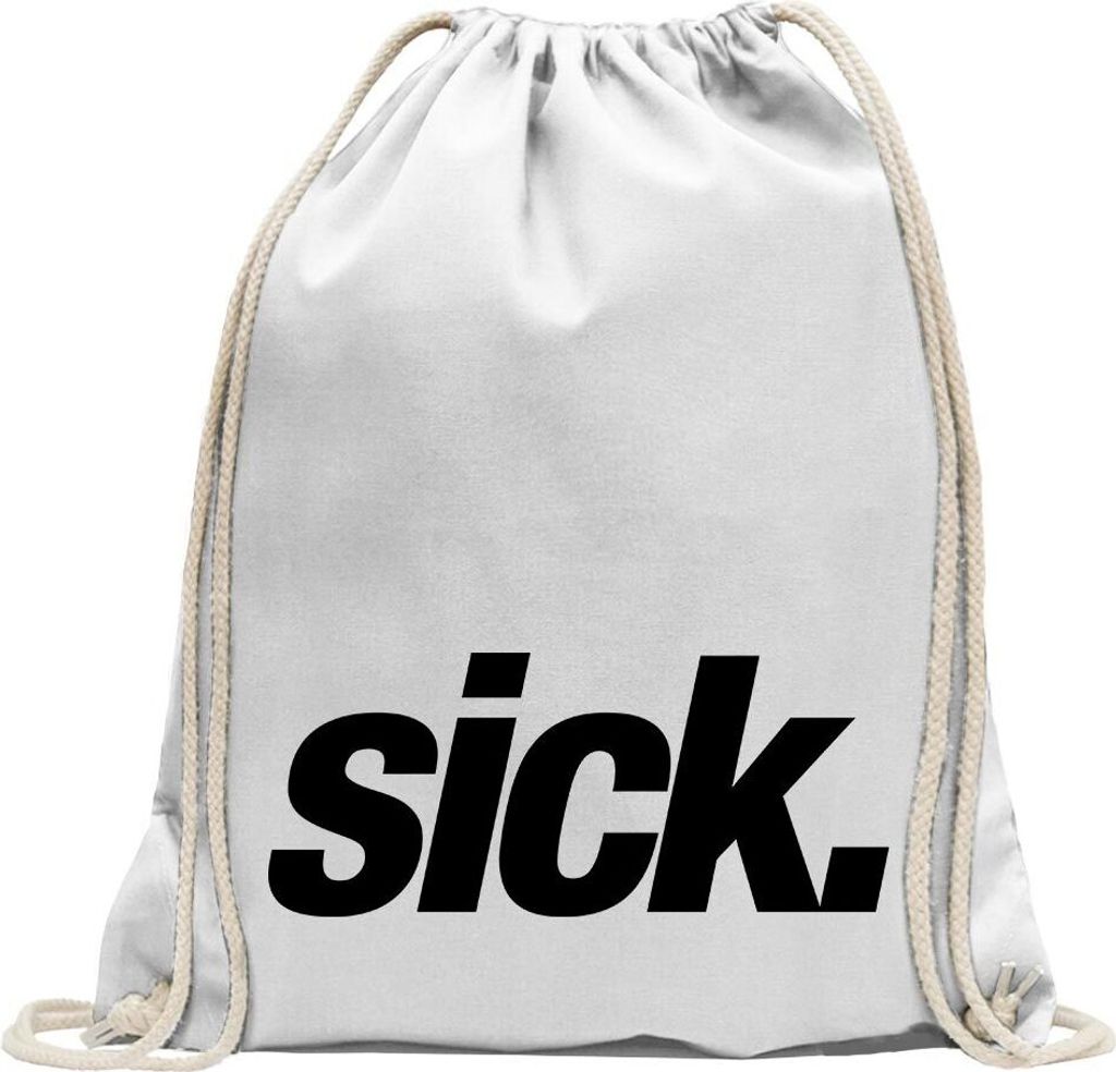 Kiwistar - Turnbeutel - weiss - Sick - Leider geil - krank - crazy - Fun Rucksack Sport Beutel Gymsack Baumwolle mit Ziehgurt