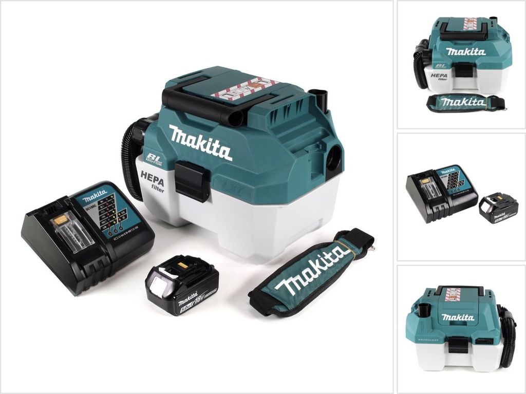Makita DVC 750 LRT1X3 Akku Staubsauger Nass und Trockensauger 18 V tragbar + 1x 5,0 Ah Akku und Lader - ohne Zubehör