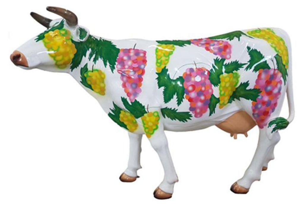 Design Figur Bunt Bemalte Statue Kuh Skulptur Deko 147x210m Garten Statuen Neu