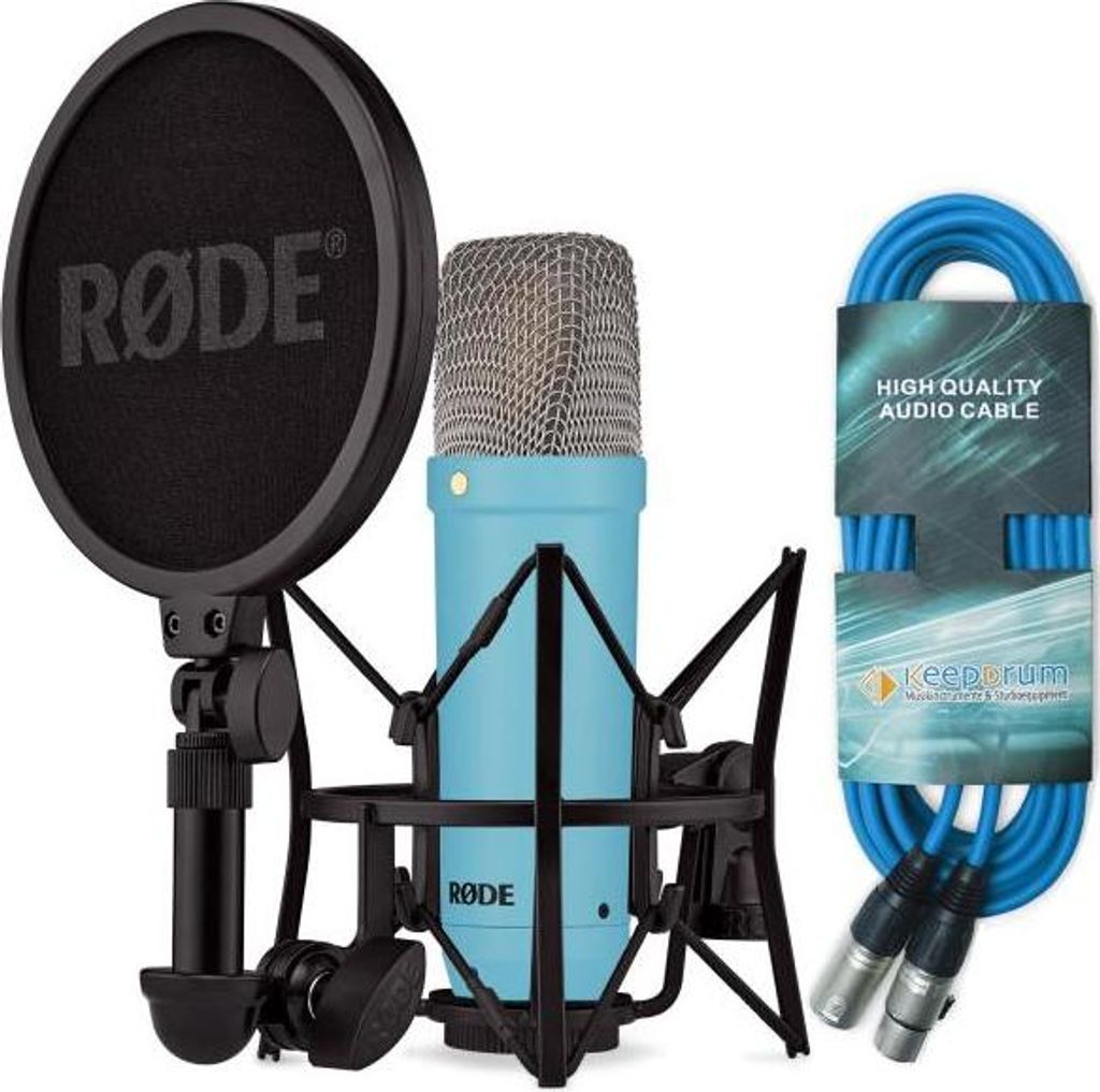 Rode NT1 Signature Blue Studio-Mikrofon Blau mit XLR-Kabel Blau